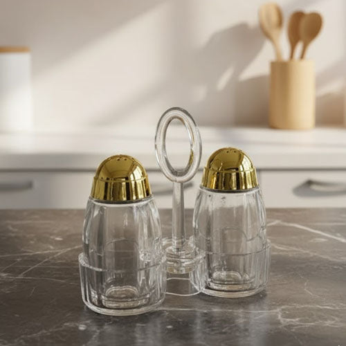Elegant Acrylic Salt & Pepper Shaker Set with Stand