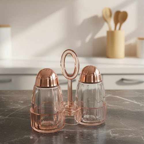 Elegant Acrylic Salt & Pepper Shaker Set with Stand