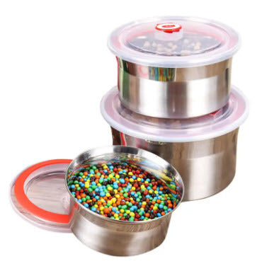 3-Piece Stainless Steel Airtight Food Storage Bowl Set with Locking Lids