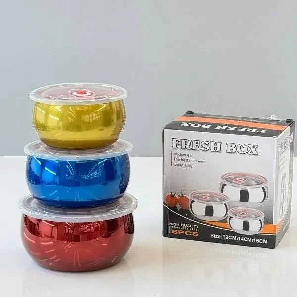Chic & Colorful Stainless Steel Food Storage Containers | FRESH BOX 3-Piece Set