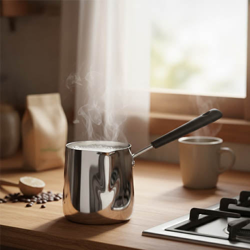 Polished Stainless Steel Saucepan / Milk Pot with Ergonomic Handle