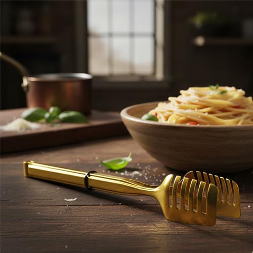 Stainless Steel Gold Finish Spaghetti Server