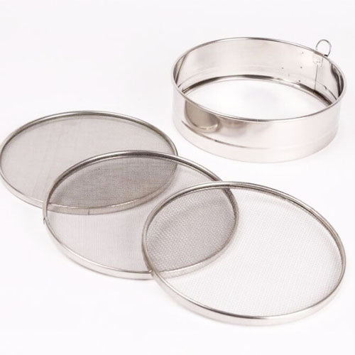 Professional Flour Sifter Set | Stainless Steel Baking Strainer with 3 Interchangeable Mesh Screens | Fine Mesh Powder Sieve