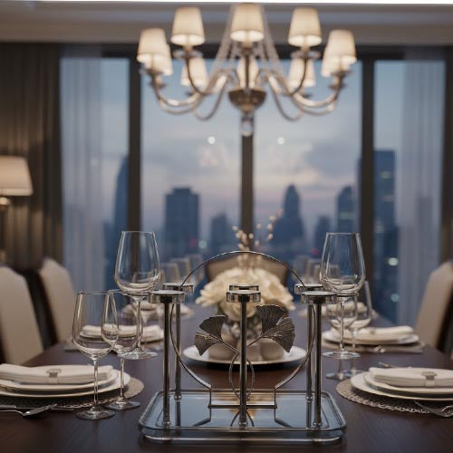 Chrome Plated Metal and Plastic Glass Stand