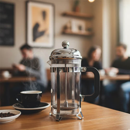 Classic Chrome and Glass French Press Coffee Maker