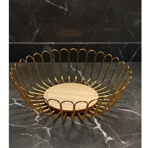 Elegant Golden Scalloped Fruit Basket