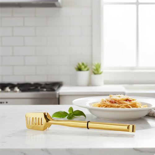 Elegant Gold-Tone Stainless Steel Pasta / Serving Tong