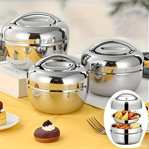 Sleek Stainless Steel Stackable Thermal Lunch Box / Food Warmer