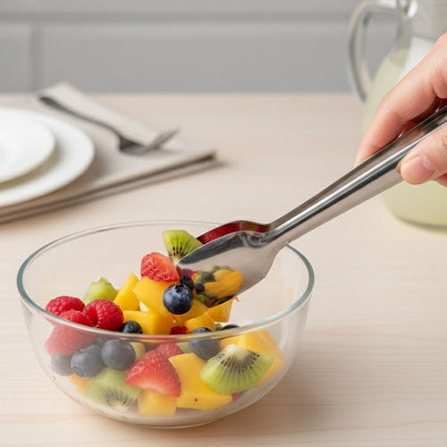 Stainless Steel Mini Serving Tongs | Simple Spoon-Tip Food Server for Salads & Ice | Small Buffet Utensil Set