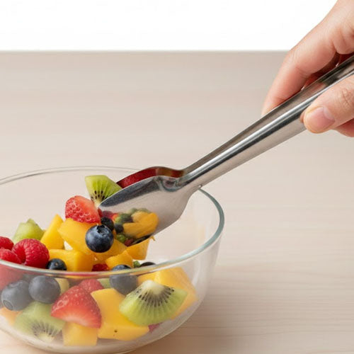 Stainless Steel Mini Serving Tongs | Simple Spoon-Tip Food Server for Salads & Ice | Small Buffet Utensil Set