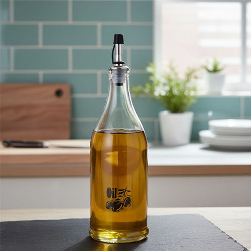 Classic Glass Oil Bottle Cruet with Drip-Free Pourer