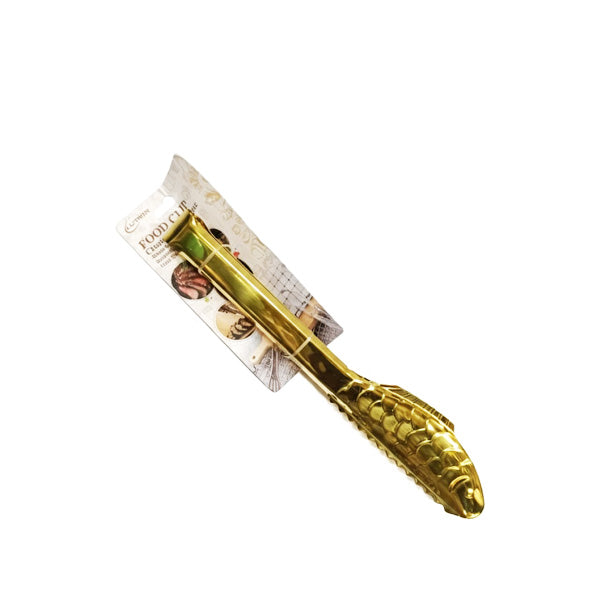 Luxury Gold-Plated Fish Serving Tong | Decorative Steel Kitchen and BBQ Food Clip