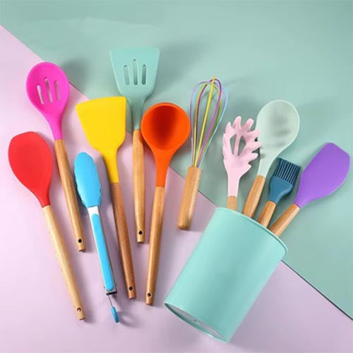 5-Piece Silicone Cooking Spoon Set | Non-Scratch, Heat-Resistant Kitchen Utensils | Spatula, Slotted Spoon & Serving Tools