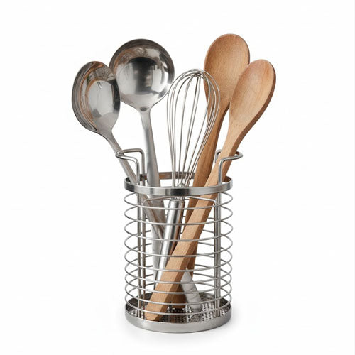 Wall Mounted Stainless Steel Utensil Holder | Hanging Spoon Stand & Cutlery Drainer Rack | Space Saving Kitchen Organizer