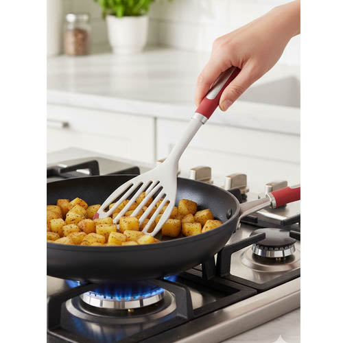 Heavy-Duty Stainless Steel Turner Spatula | Soft Grip Handle Flipper for Cooking & Grilling | Slotted Metal Kitchen Utensil