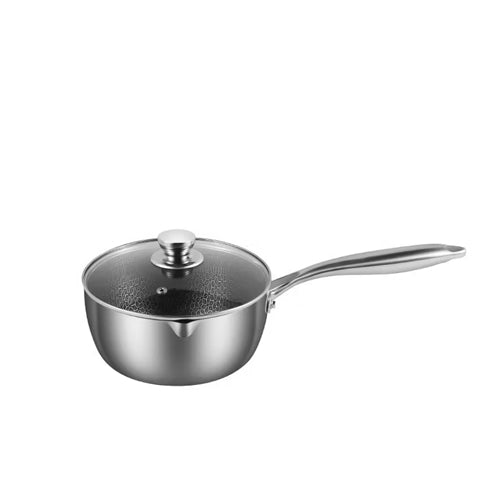 Stainless Steel Honeycomb Non-Stick Saucepan | Induction Ready SS Cooking Pot | Professional Honeycomb Pattern Sauce Pan