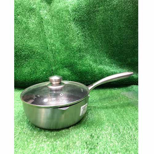 Stainless Steel Honeycomb Non-Stick Saucepan | Induction Ready SS Cooking Pot | Professional Honeycomb Pattern Sauce Pan