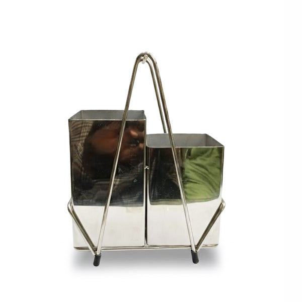 Decorative Stainless Steel Spoon Stand & Utensil Caddy | Elegant Countertop Kitchen Tool Organizer | Polished Metal Cutlery Crock