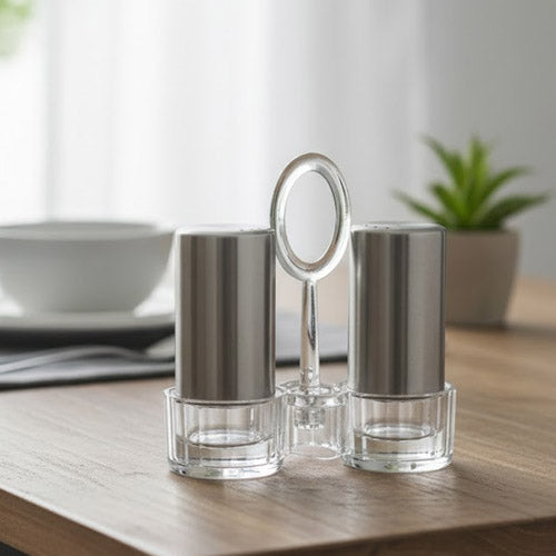 Stainless Steel & Acrylic Salt and Pepper Grinder Set | Adjustable Ceramic Mechanism Mill | Modern Clear Seasoning Shakers