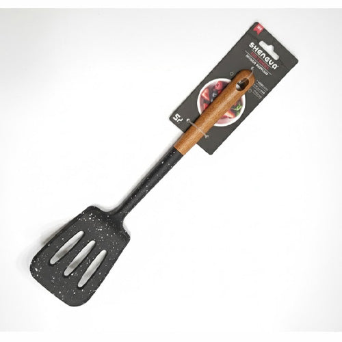 Premium Silicone Slotted Turner | Heat-Resistant Non-Stick Spatula with Wood-Look Handle
