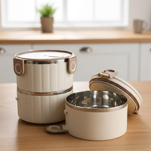 Insulated Stackable Lunch Box | Stainless Steel Thermal Bento Box with Handle