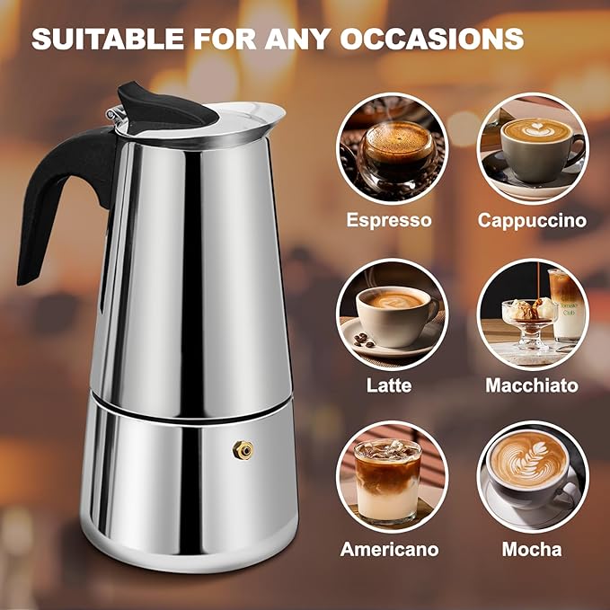 9-Cup Premium Stainless Steel Espresso Maker / Moka Pot