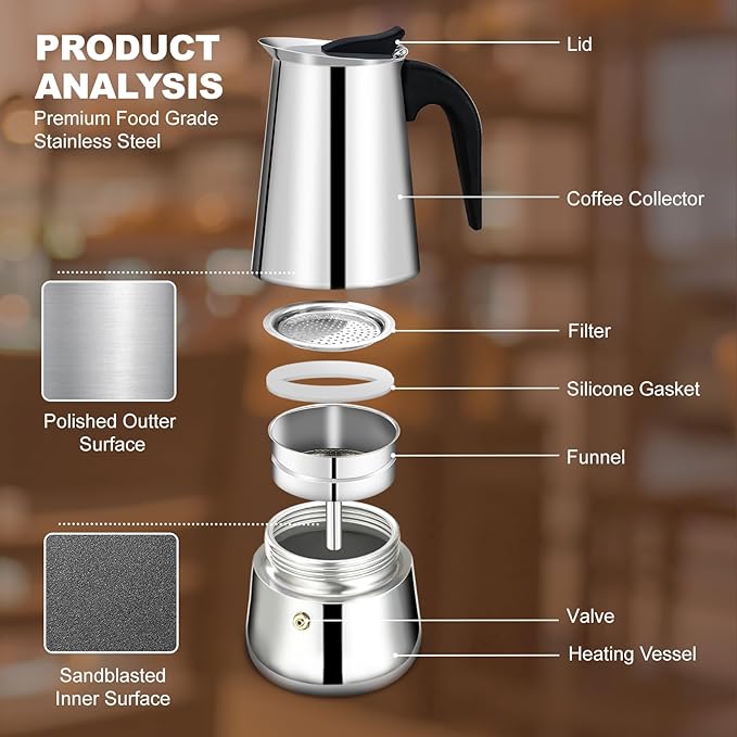 9-Cup Premium Stainless Steel Espresso Maker / Moka Pot